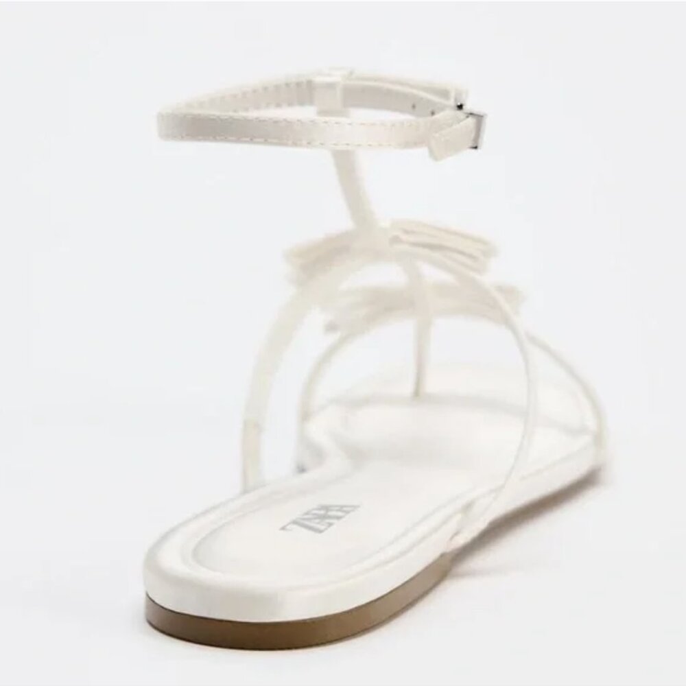 Zara Flat Strappy Sandals with Bow - Picture 5 of 5